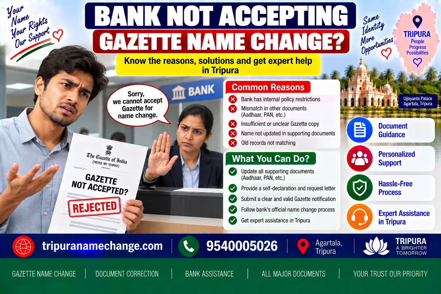 What to do when a bank will not accept a Gazette notification for a name change