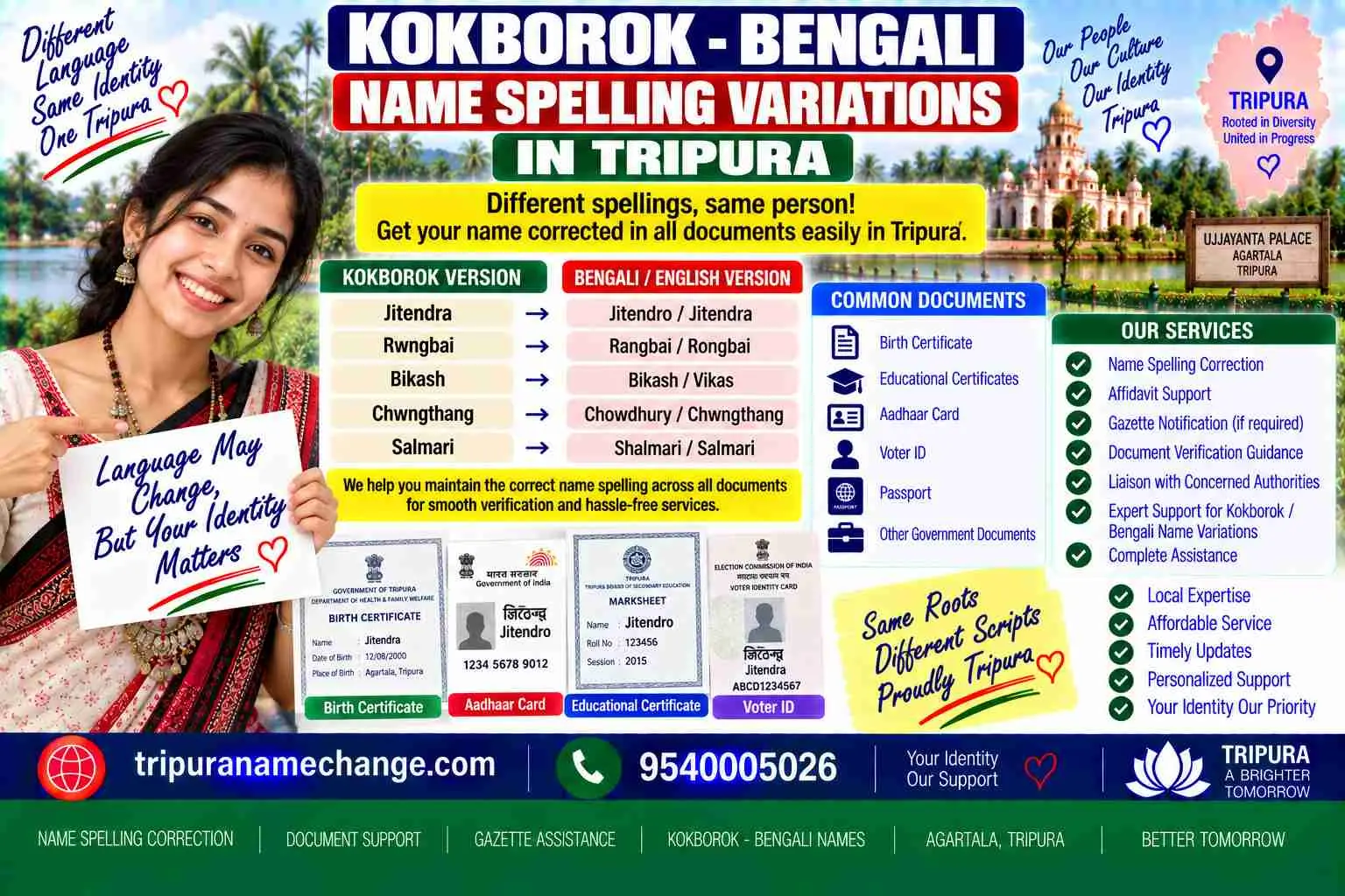 Kokborok and Bengali name spelling variations in Tripura documents and how to settle one form