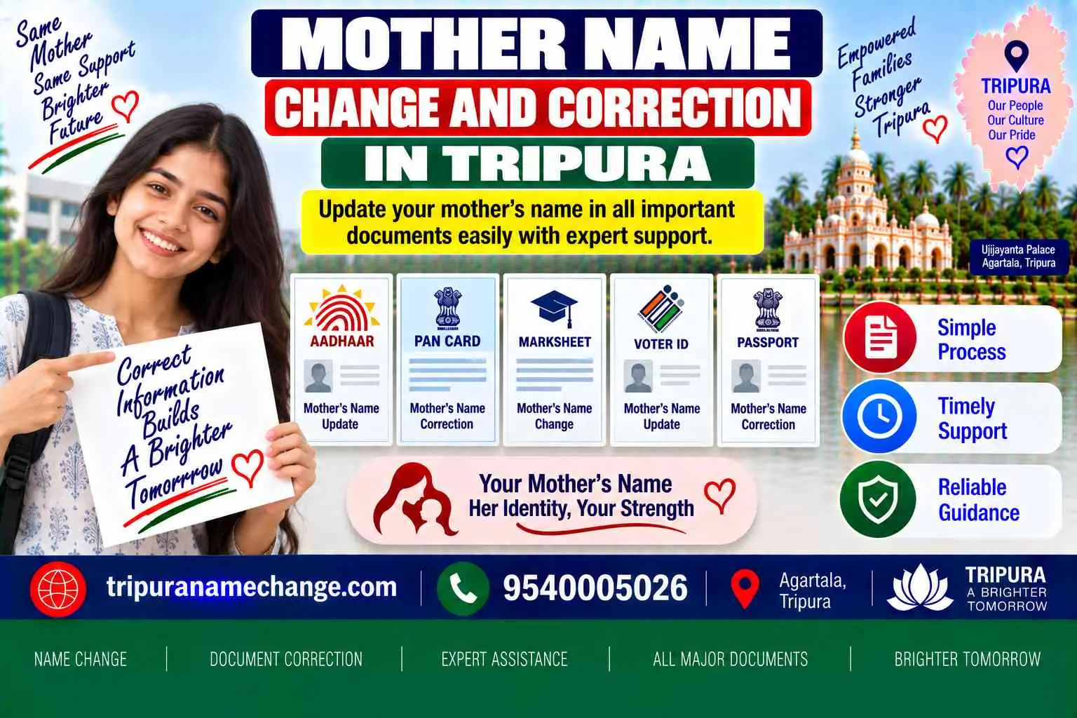 Mother's name change and correction across documents in Tripura