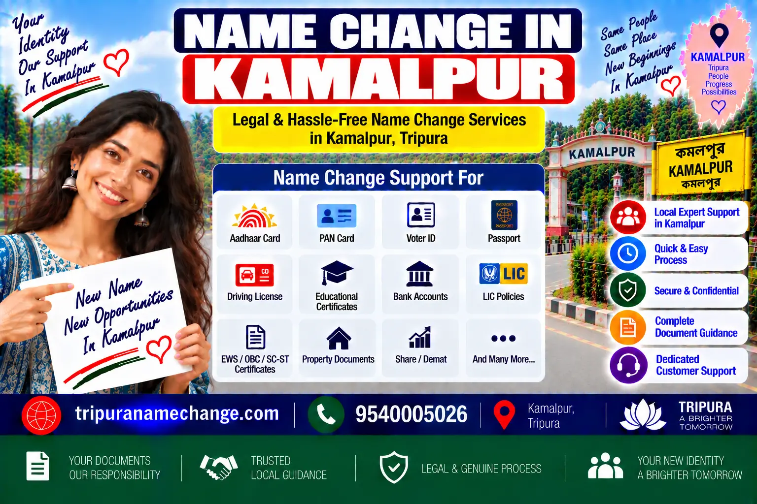 Name change services in Kamalpur, Dhalai district, Tripura