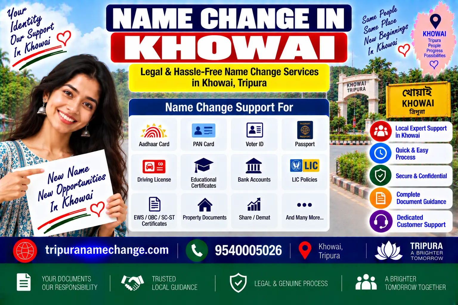 Name change services in Khowai town and Khowai district, Tripura