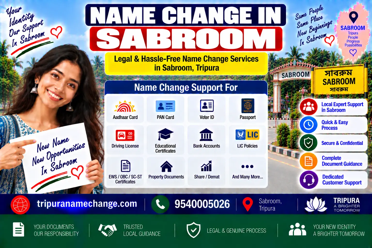 Name change services in Sabroom, South Tripura district