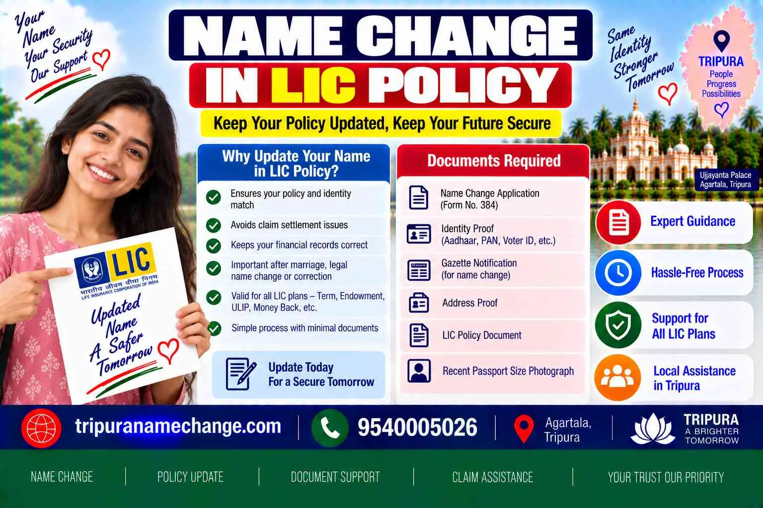 Name change and endorsement in an LIC policy for policyholders in Tripura