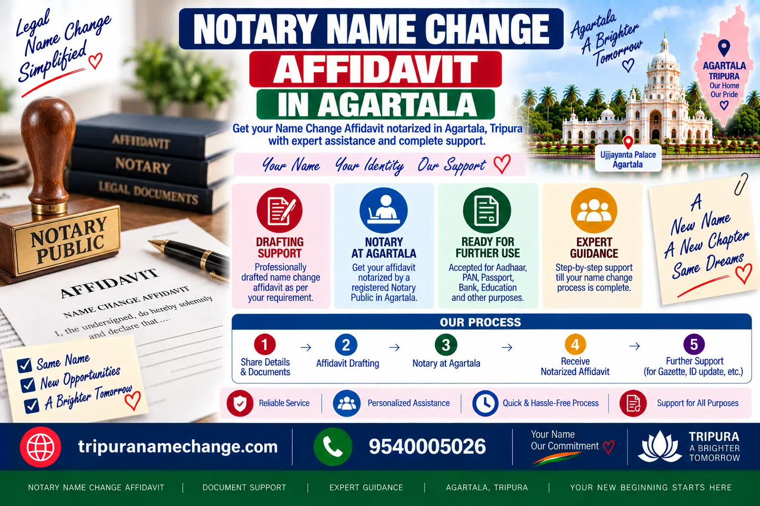 Notary for a name change affidavit in Agartala near the District Court, stamp paper and seal